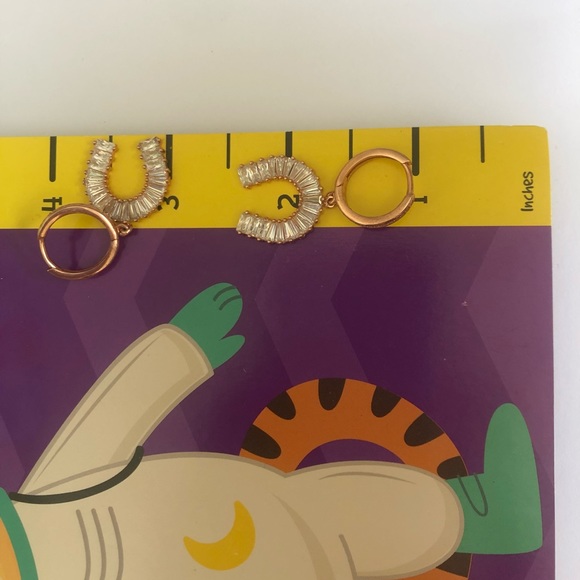 925 Silver horseshoe earrings dangling crescent 14k rose gold plated - Picture 2 of 4